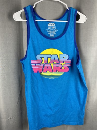 Star Wars Mens Sz L Blue 70's Style Sleeveless Graphic Tank Top
