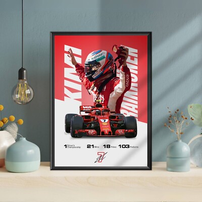 Kimi Räikkönen, Ferrari, Formel 1, F1 Merch, Poster, Druck, Wandkunst