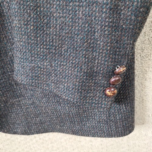 Vintage Woff Farah Jacket Mens 46L Gray Blue Tweed Blazer Wool 2 Button USA Made - Picture 5 of 14