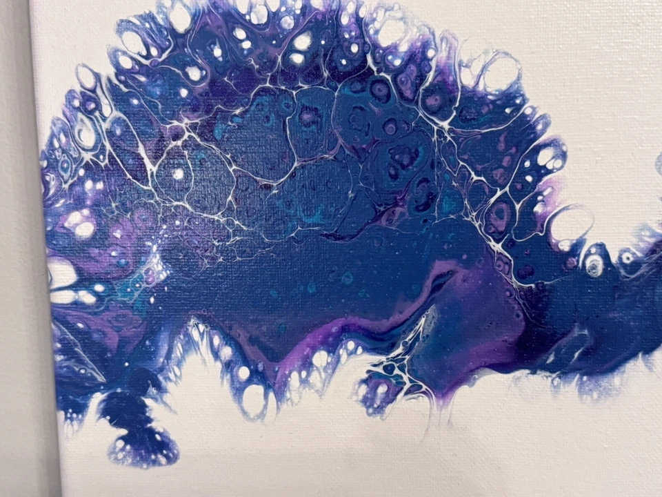 Arte abstrata original fluido acrílico pintura dinossauro decoração de parede quarto de bebê - Imagem 3 de 4