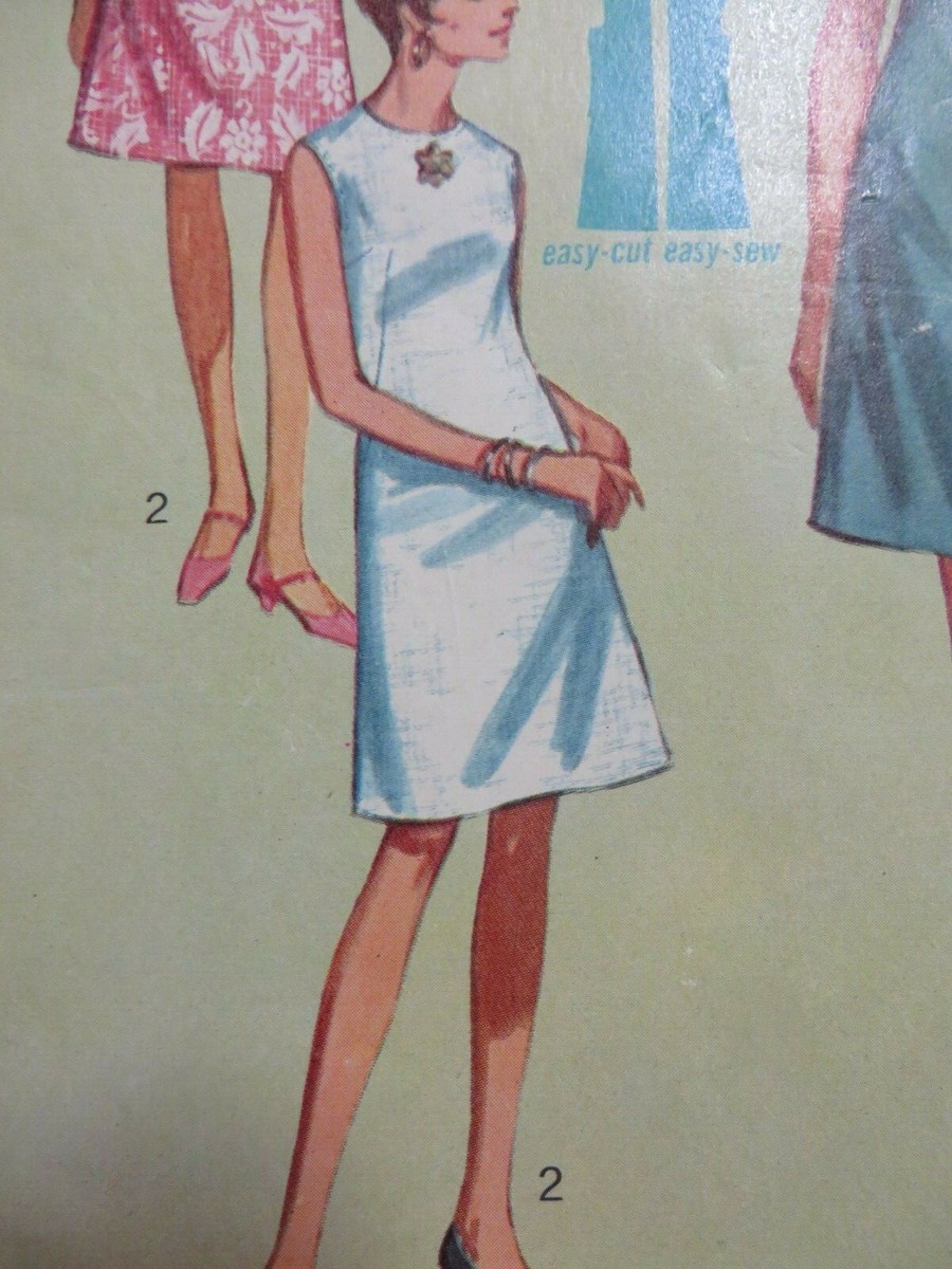 vintage a line dress pattern 1960's Simplicity 7072 A-LINE COLLARLESS Sewing Women pattern_Metallic How to Sew an Color:navy structured sewing project