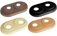 Black Beige Brown Radiator Double Pipe Cover Plastic PVC Collar Rosette 16 18mm
