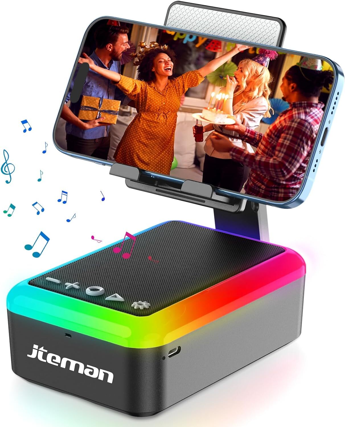Bluetooth Speaker Cell Phone Stand with Light for Men Women, Portable Multi-Functional Gift