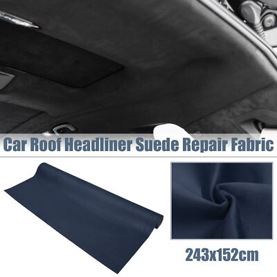 Suede Headliner Fabric 96'' x 60'' Foam Backed for Car RV DIY Repair Navy Blue