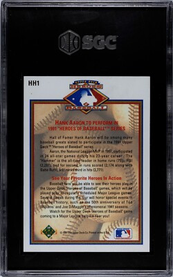 1991 Upper Deck Hank Aaron Heroes Of Baseball Hologram #HH1 Braves