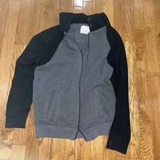 ZARA Hoodie Sweatshirt Gray Black Boys Size 13/14 Full Zipper