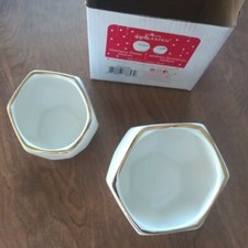 Kate Aspen Geometric Ceramic Planters Decorative Bowls, Small & Medium, White 