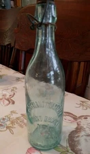 Antique Blob Top Aqua Glass Beer Bottle, Sebastiano Frascella, Bound Brook, NJ