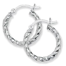 Sterling Silver Hoop Earrings 20mm Creole 925 Hallmarked Twist British Made