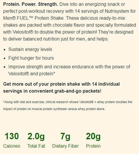 Nutrisystem For Men®: FUEL™ Protein Shake Chocolate 14 Servings - Free Shipping - Image 2 of 2