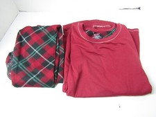 CUDDL DUDS 2 pc Set Womens S ClimateRight Top Legging Pajama Base Layer Red Plai