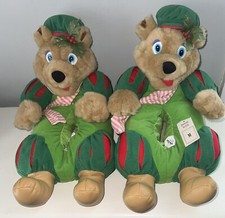 Vintage Womens 5 6 7 ANI-MATE Plush Christmas Teddy Bear Slippers NEW
