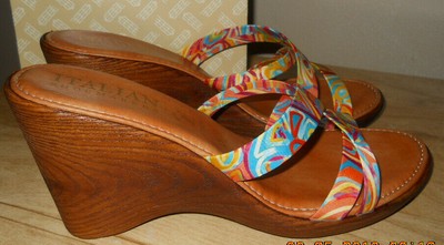 Italian Shoe Maker Womens Slip On Casual Wedge Slides Sandal Shoe