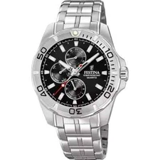 Festina Multifunction F204453 Mens Steel Strap Black Analog Dial Chrono Watch
