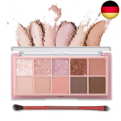 Erinde 10 Farben Glitter Lidschatten Palette, Matte Cream Eyeshadow Palette,