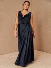 NWT Sachin + Babi 4 BHLDN Tansy Satin Charmeuse Maxi Dress Black Gown $220