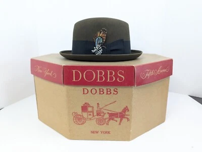 Dobbs Fifth Avenue Felt Hat Fedora Elk & Feather Charm Guild Edge 6-1/2 w/Box - Image 1 of 4