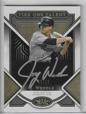 Joey Wendle Tier One Talent Silver Ink Auto /10 2023 Topps Tier One Baseball AU