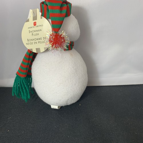 American Greetings Christmas Snowman Plush Stuffed Animal Toy Scarf & Hat~8 inch - Picture 4 of 6