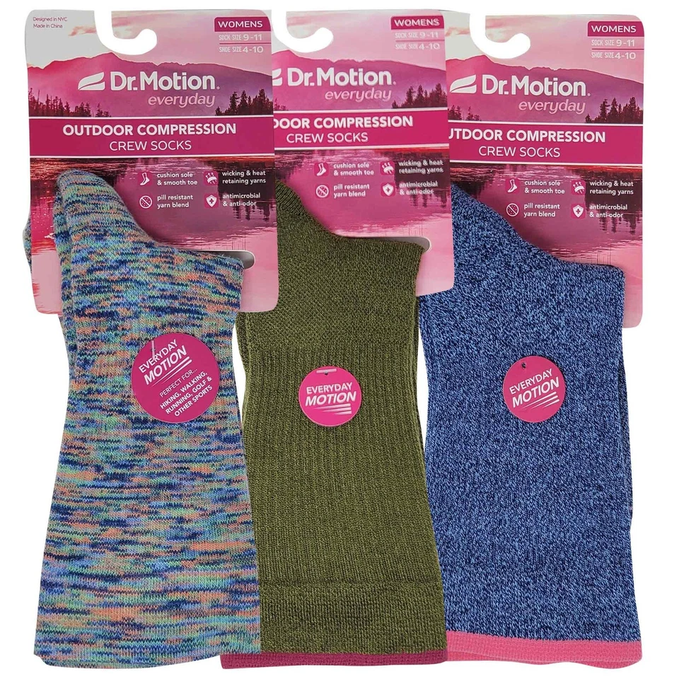 3 pares de calcetines de compresión para tripulación al aire libre medio cojín ideales para senderismo esquí viajes Foto 2 de 3