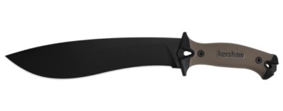 Kershaw 1077TAN Camp 10 Fixed 10'' Carbon Steel Blade, Rubber Handles