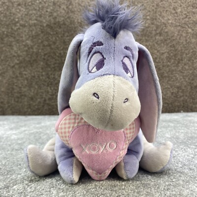 Disney Eeyore sitzendes Liebesherz Xoxo weiches Plüschtier 10 Zoll selten Sammlerstück Winnie