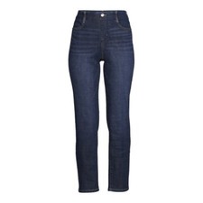 Time and Tru Mid Rise Relaxed Straight Pull On Jeans Dark Wash M Petite 8-10 