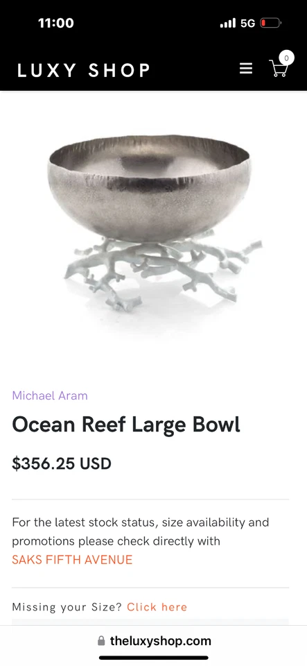 Michael Aram Pie Coral Arrecife Hecho a Mano Texturizado Acero Inoxidable 13’ Diámetro 8.2  Foto 4 de 4