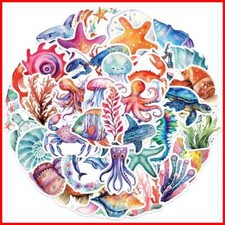 50PCS Ocean Cartoon Sea Turtle Shrimp Starfish Stickers DIY Laptop Luggage decal