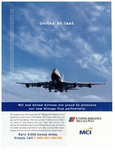 1997 United Airlines MCI Frequent Flyers Vintage Print Advertisement