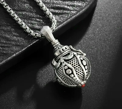 Collar con medallón Pendant Pill Bottle Retro Jewelry Silver Tone