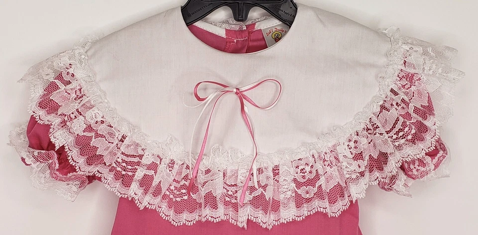 Hermoso Vestido Bebé Niñas Vintage Volantes En Capas Rosa Floral Círculo Pagent Talla 2 Foto 4 de 4