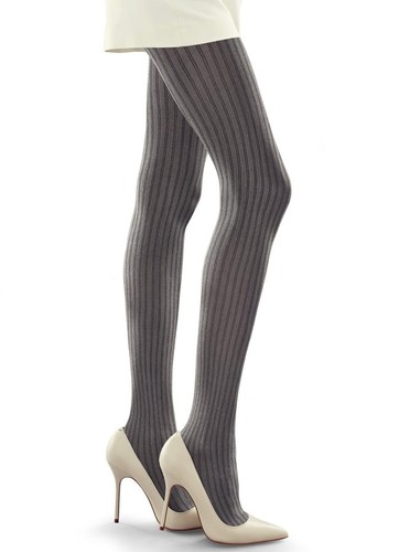 Women's 100 Denier Ribbed Patterned 