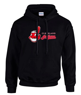 Cleveland Indians Logo Schwarze Hoodies Kapuzenpullover -3592-SW