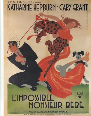 Katherine Hepburn in Bringinging Up Baby (französisch, 1938) - Miniposter/Buchausschnitt