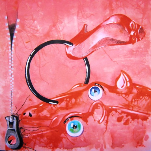 modern art contemporary painting animals head nature hippopotamus pop shoes eyes - Picture 3 of 24