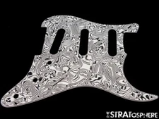 *NEW Black/White Abalone Stratocaster PICKGUARD for Fender Strat 3 Ply Standard