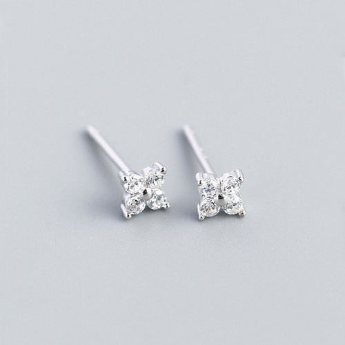925 Sterling Silver Boho Cute Tiny Flower CZ Zirconia Stud Post Earrings A1425 - Picture 11 of 22