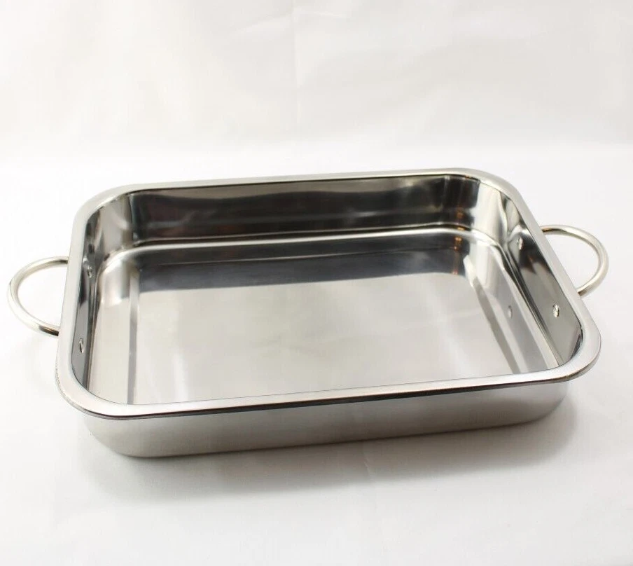 Parini Stainless Steel Lasagna Pan 16 inch Casserole Handles