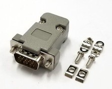 HD 15 Pin Male D-Sub VGA Cable Mount Connector w/ Plastic Cover Hardware DB15