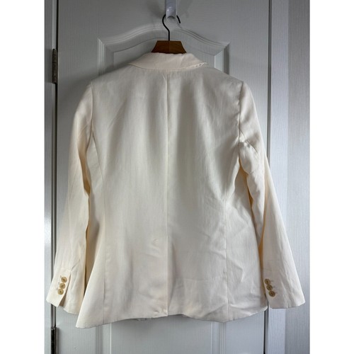 LOFT Women's Fluid Modern Blazer Ivory Cream Lyocell Polyester Linen Size 8 - Picture 2 of 11