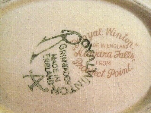 ROYAL WINTON 5.75" BOWL MADE ENGLAND NIAGARA FALLS FROM PROSPECT POINT GRIMWADES - Picture 5 of 5