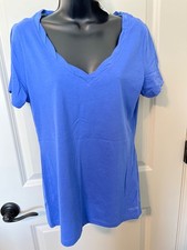 NWT CALVIN KLEIN PERFORMANCE L QUICK DRY BLUE V-NECK T-SHIRT TOP SPORTY NEW