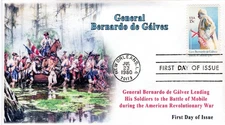 AO-1826-2,1980, Gen Bernardo de Galvez, Add-on Cachet, First Day Cover, American