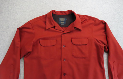 Pendleton Board Shirt Mens Large Red Wool Loop Collar Flap Pocket Button Up