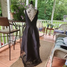 Monique Lhuillier Black Lace Dress, High Low Formal Gown Sz 8, Cocktail Evening