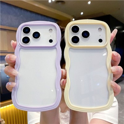 Curly Wave Clear Case für iPhone 18 Pro Max 17 16E 15 14 Candy Stoßfest Hülle