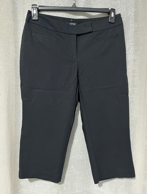 NEW Apt. 9 8 P Crops Flat Front Zip Stretch Dress Pants Cotton/Poly/Spx Black