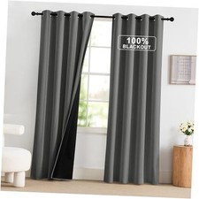 100 Blackout Curtains 84 inch Long for Bedroom, 52"W x 84"L Pack of 2 Grey