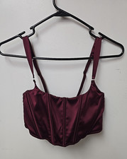 Auden Intimates Burgundy Adjustable Straps Wire Free Corset Bralette Size Small